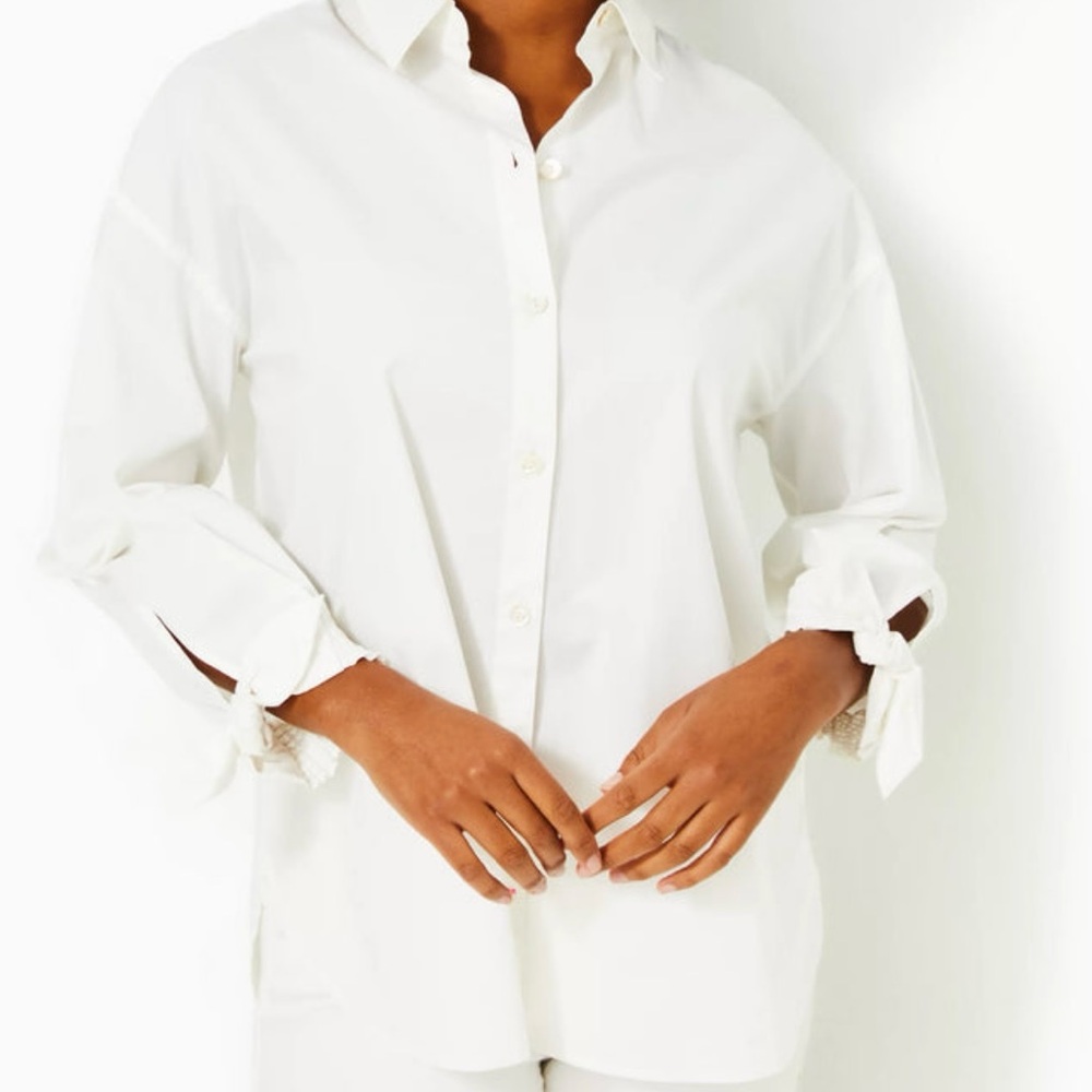 New With Tags Lesia Lilly Pulitzer Resort White Button-Up Shirt Small